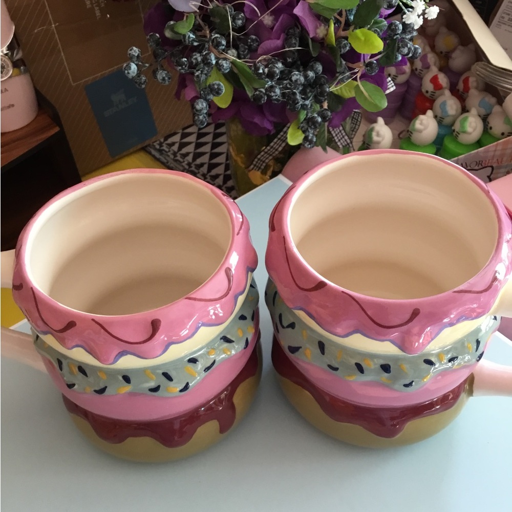 Room Essentials Pink and Yellow Donut Mugs